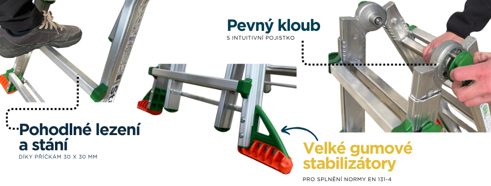 BRIKO Teleskopicky ctyrdilny viceucelovy zebrik Detail 1